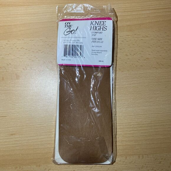 On The Go! Premium Comfort Top KNEE HIGHS One Size Fits 8 1/2-11 Beige - Picture 2 of 2